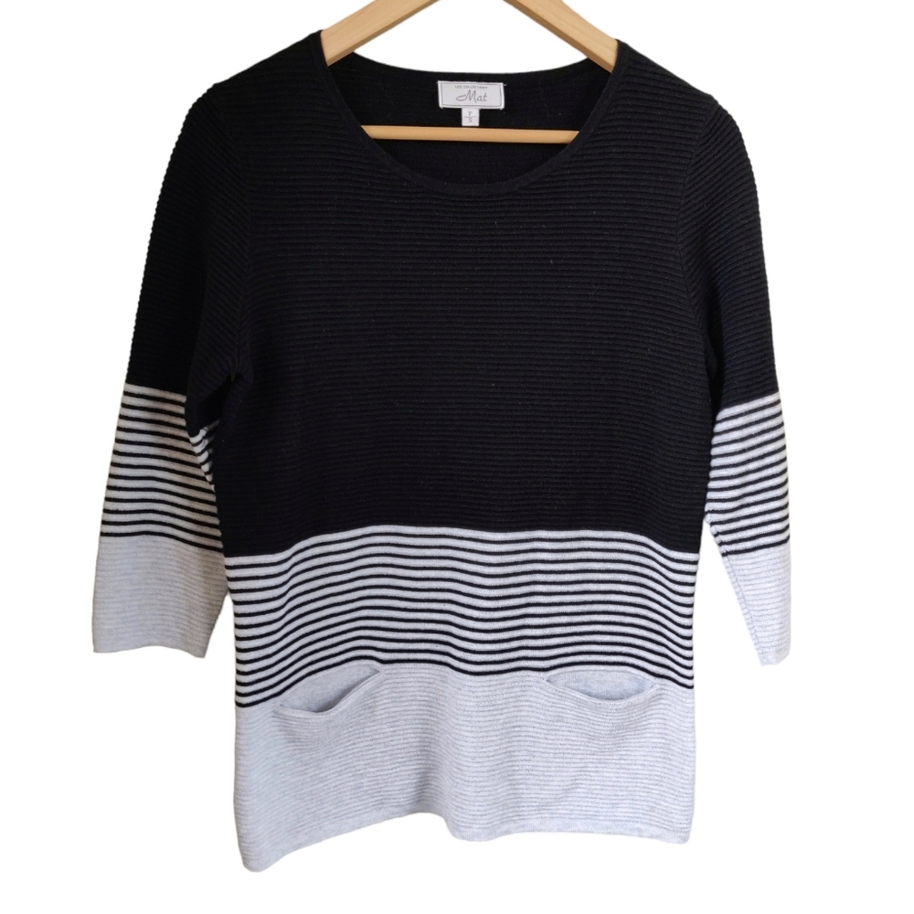 Les Collections Mat Cozy Ribbed Pullover Sweater with Pockets Small NWOT